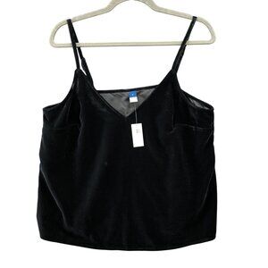 NWT Old Navy Velvet Cami Womens L Black V-Neck Tank Top Adjustable Strap